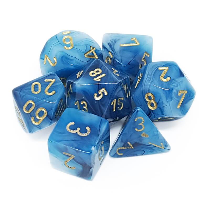 Borealis Cosmos/gold Polyhedral 7-Dice Set (with Bonus Die) Gamer's HQ